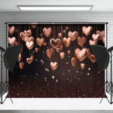 Lofaris Rose Gold Hearts Bokeh Dark Valentines Day Backdrop